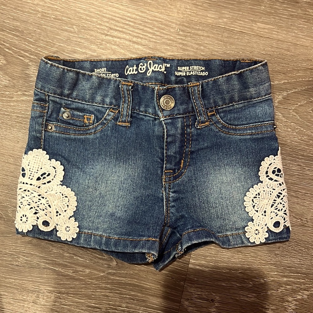 Cat and Jack denim shirts with lace trim - 12 month girls